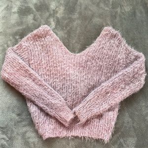 Fuzzy off-shoulder sweater